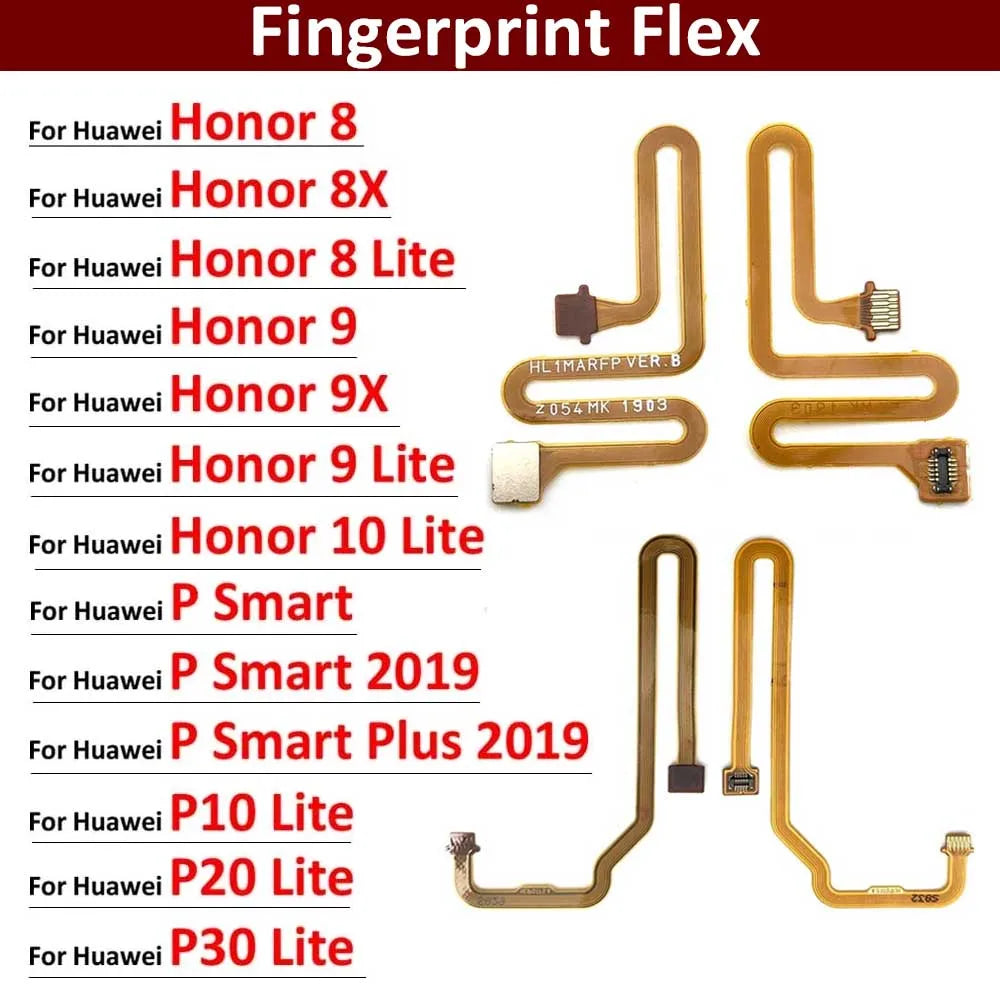 Fingerprint Sensor Scanner Touch ID Connecter Flex Cable For Huawei Honor 8 9 10 7X 8X 9X P10 P20 P30 Lite Pro P Smart Plus 2019 Huawei phone repair parts