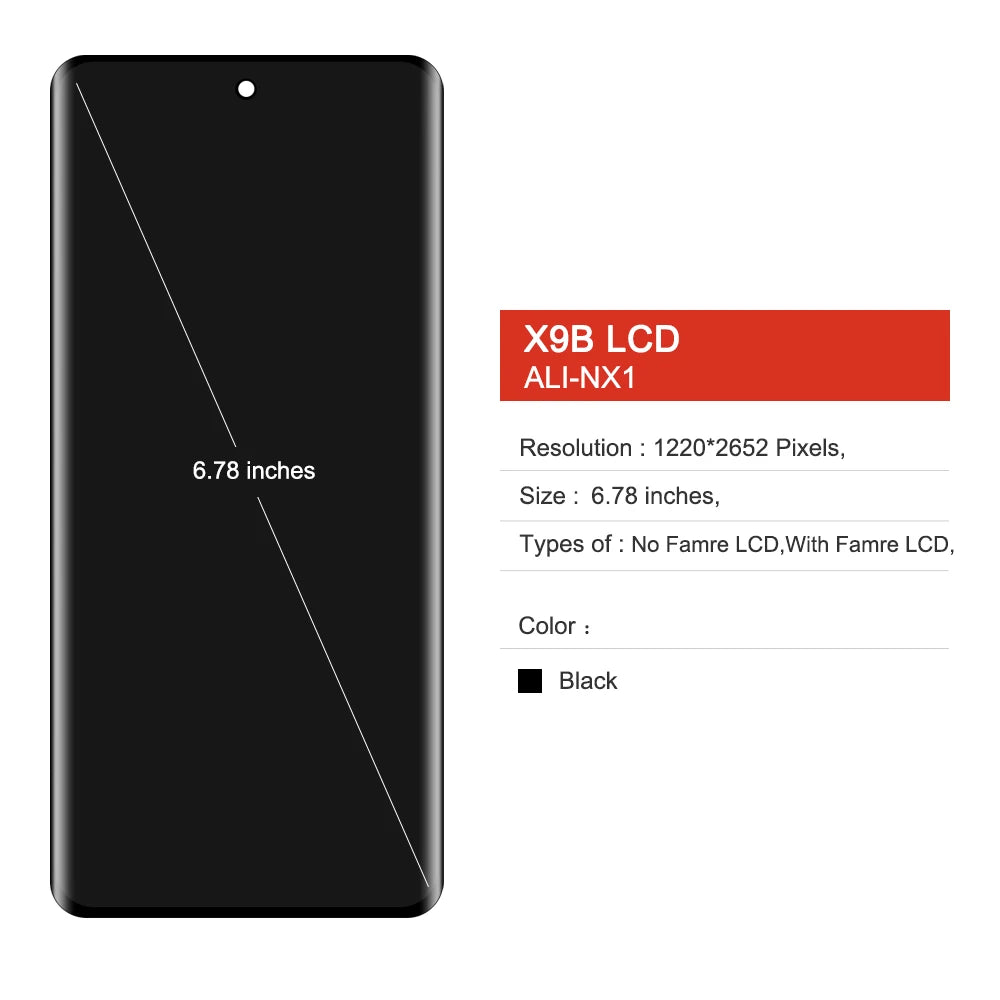AMOLED For HONOR X9b LCD Display Touch Screen Digitizer Panel Full Assembly Replacement ALI-NX1 for X9b With Frame screen Honor phone repair parts