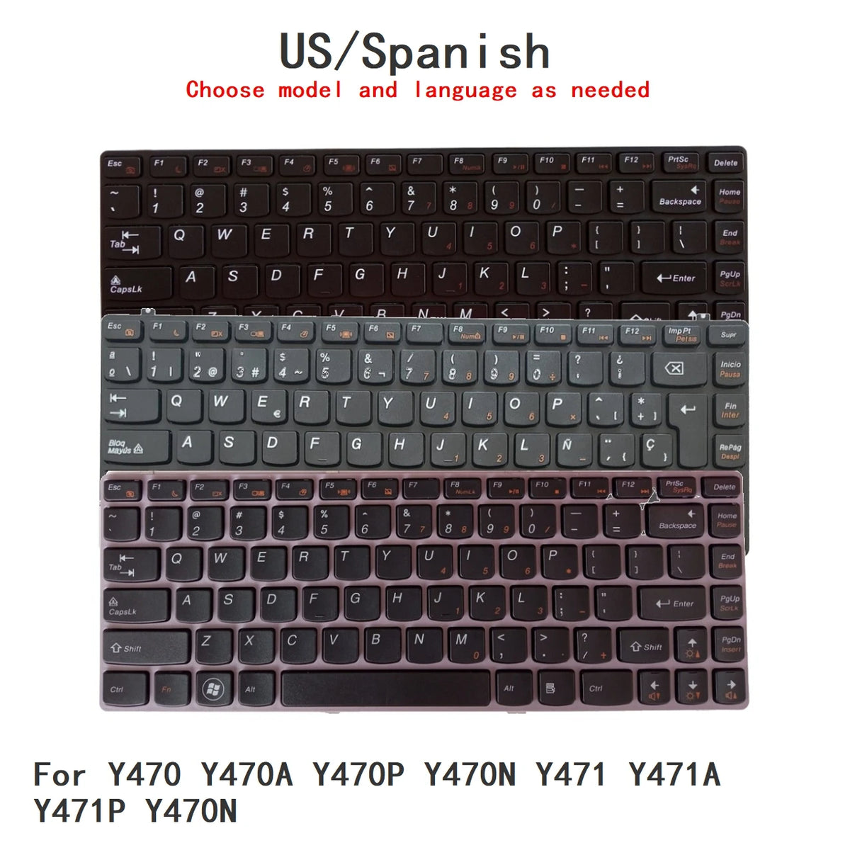 New US Spanish Language  Keyboard For Lenovo Y470 Y470A Y470P Y470N Y471 Y471A Y471P Y470N Notebook PC Replacement Keyboard Lenovo laptop repair parts