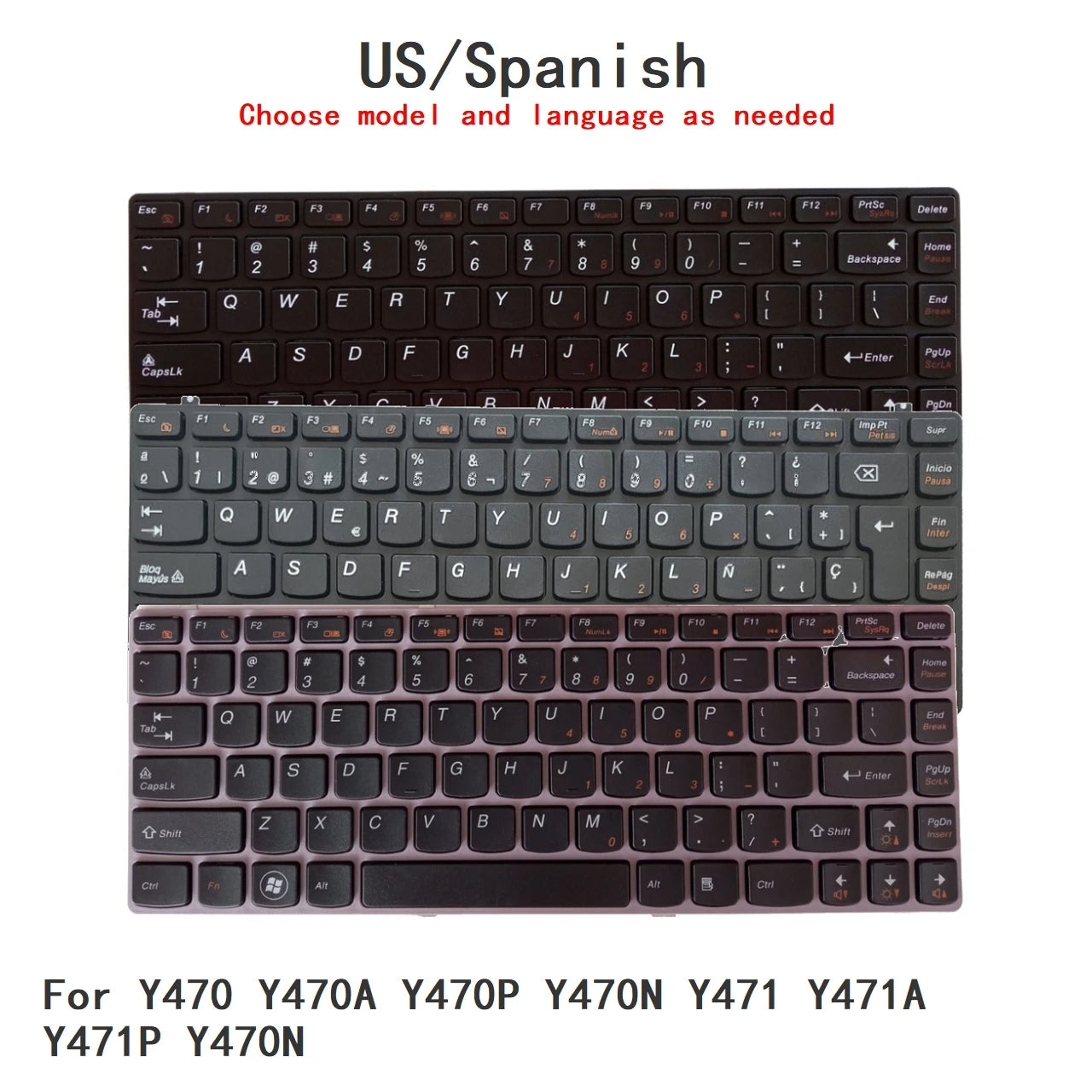 New US Spanish Language  Keyboard For Lenovo Y470 Y470A Y470P Y470N Y471 Y471A Y471P Y470N Notebook PC Replacement Keyboard Lenovo laptop repair parts