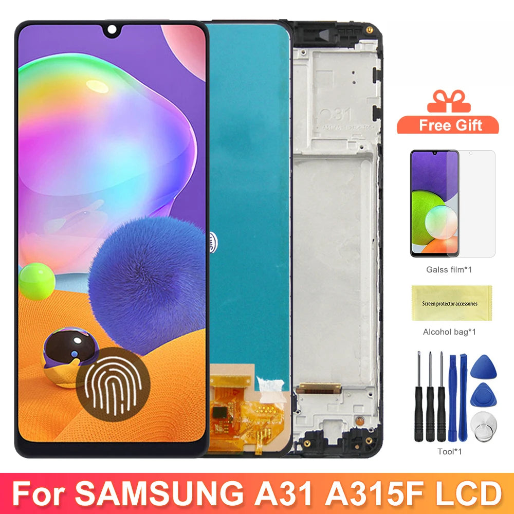 A31 A315 A315F Display Screen Replacement, for Samsung Galaxy A31 A315 LCD Display Touch Screen Digitizer Assembly with Frame Samsung phone repair parts