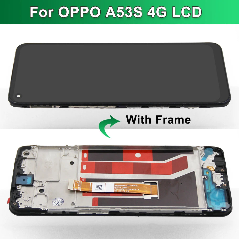 6.5" Display Screen for Oppo A53s CPH2139 CPH2135 Lcd Display Digital Touch Screen with Frame for Oppo A53s Screen Replacement OPPO phone repair parts