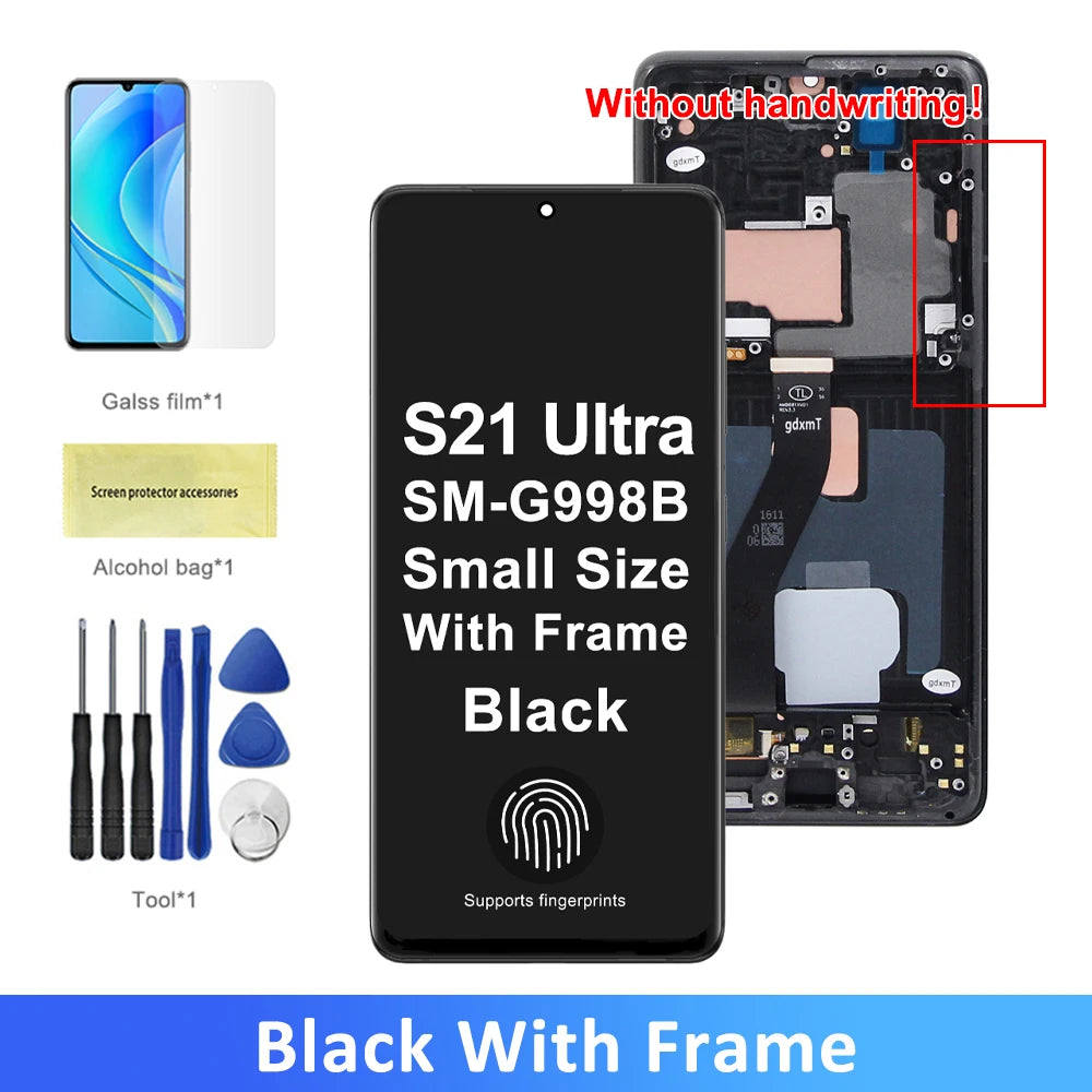 AMOLED with Frame S21 Ultra Screen for Samsung Galaxy S21 Ultra 5G G998B G998B/DS Lcd Display Touch Screen Digitizer Assembly ﻿ Samsung phone repair parts