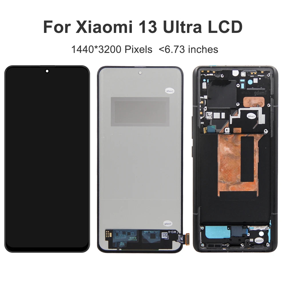 13 Ultra Screen Assembly for Xiaomi 13 Ultra 2304FPN6DC 2304FPN6DG LCD Display Digital Touch Screen with Frame 100% Tested Xiaomi phone repair parts