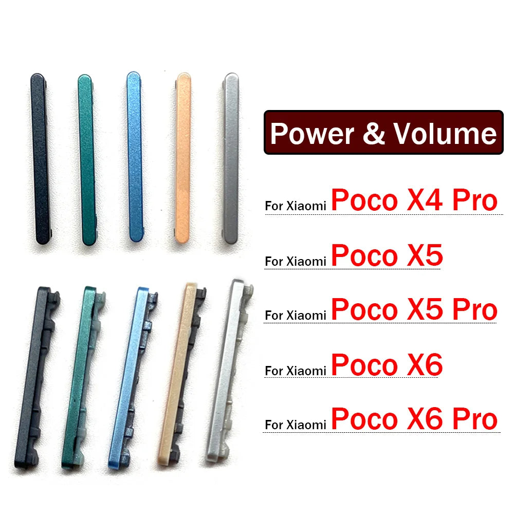 Side Key Power and Volume Button For Xiaomi Poco X4 X5 X6 Pro 5G Replacement Parts Xiaomi  Xiao mi phone repair parts