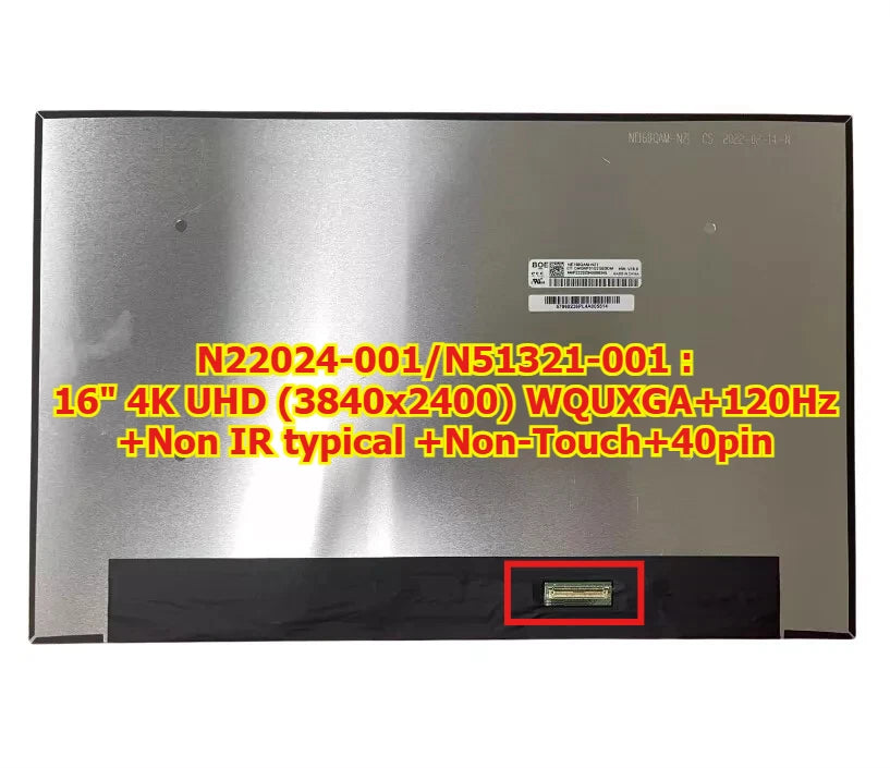 16“ UHD+WUXGA FHD+ 4K Touch LCD LED screen for HP ZBooK Fury 16 G9 LCD panel Digitizer Assembly B160UAN01.L ATNA60YV07 HP laptop repair parts