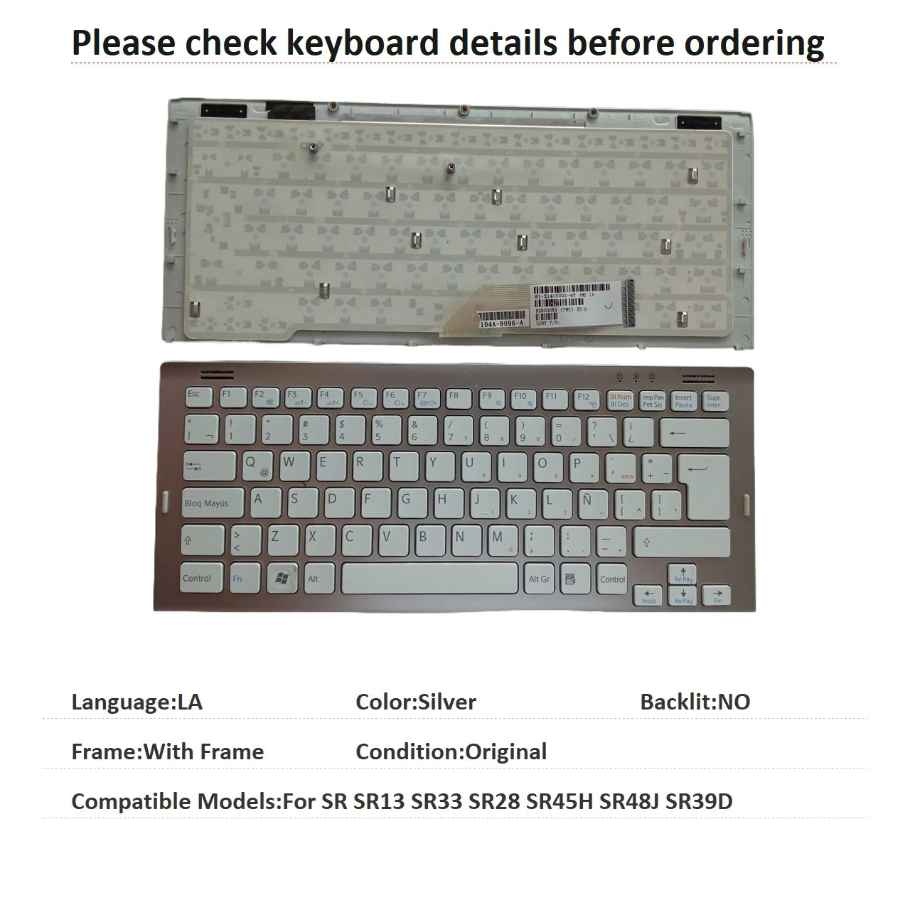 New US Latin Brazil Language  Keyboard For Sony SR SR13 SR33 SR28 SR45H SR48J SR39D Notebook PC Replacement Keyboard SONY laptop repair parts