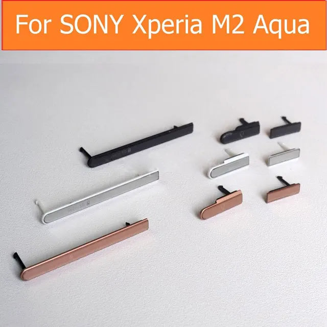 USB Charger Port Plug + Earphone +   & Sim cards Port Slot Cover for Sony Xperia M2 Aqua D2403 D2406 Sony phone repair parts