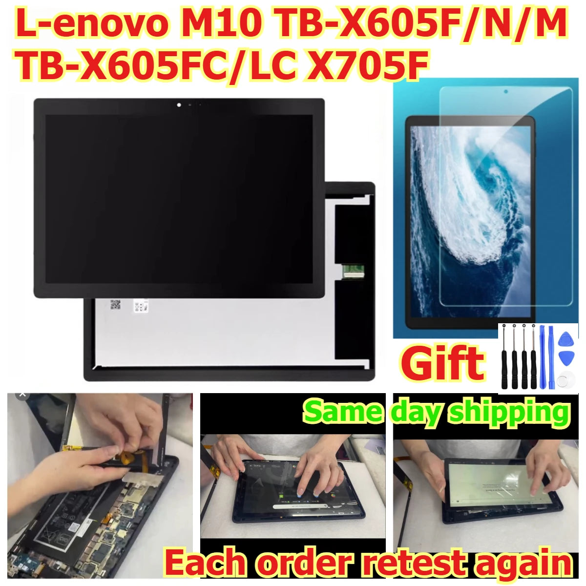 100% tested Tab touch display lcd screen glass for Lenovo M10 TB-X605F/N/M TB-X605FC/LC X705F Digitizer assembly Lenovo tablet repair parts
