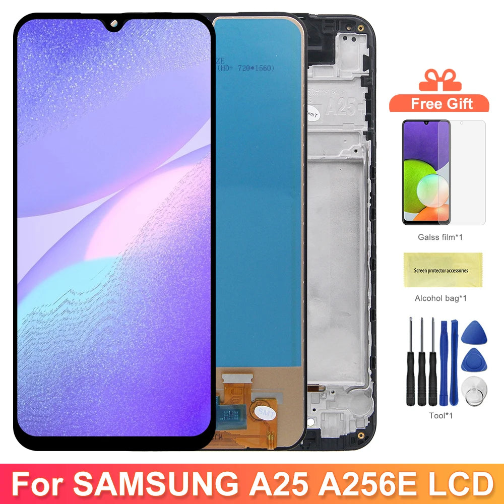 A25 LCD For Samsung Galaxy A25 5G LCD Display Touch Screen Digitizer For Samsung A25 SM-A256 A256E A256B LCD Display Replacement Samsung phone repair parts