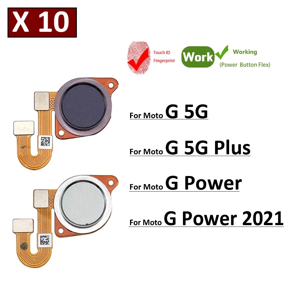10Pcs, New For Motorola Moto G 5G Plus G Power 2021 Home Button FingerPrint Touch ID Sensor Flex Cable Replacement Parts Motorola phone repair parts