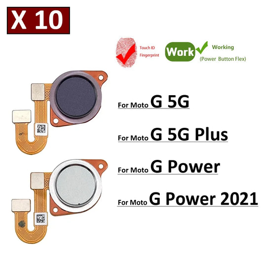 10Pcs, New For Motorola Moto G 5G Plus G Power 2021 Home Button FingerPrint Touch ID Sensor Flex Cable Replacement Parts Motorola phone repair parts