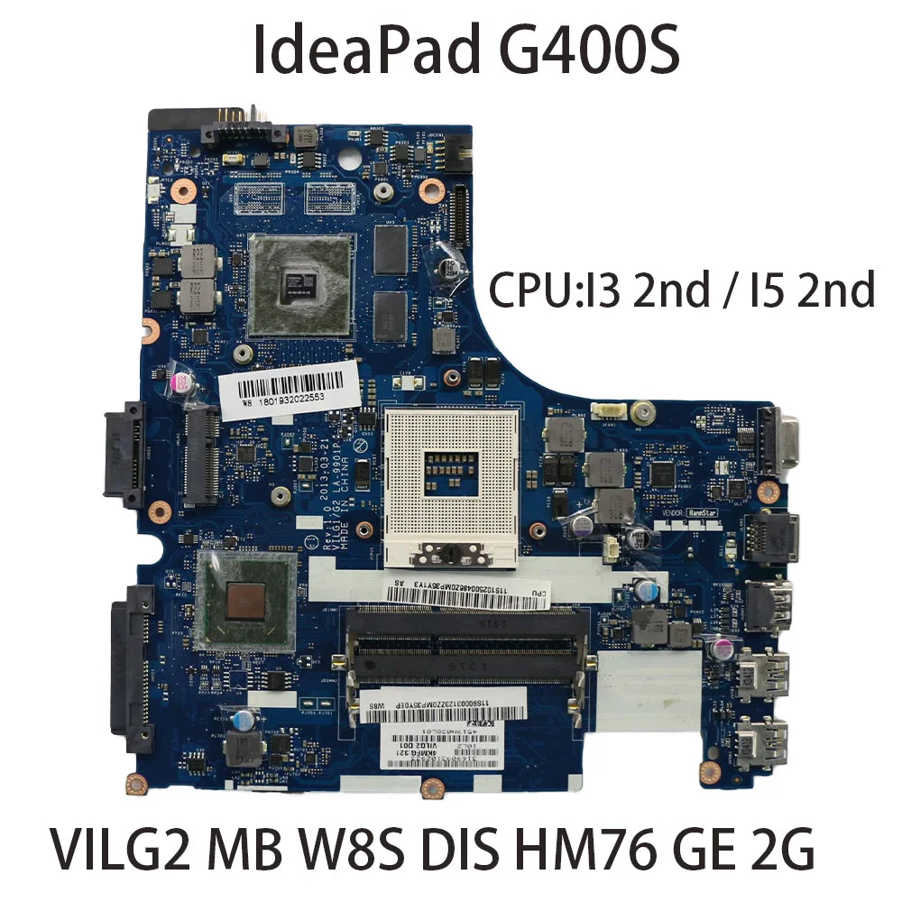 LA-9901P Laptop Motherboard For Lenovo ideapad G400S Z401 VILG2 MB W8S DIS HM76 GE 2G CPU:I3 2nd/I5 2nd FRU:90003123 Lenovo laptop repair parts