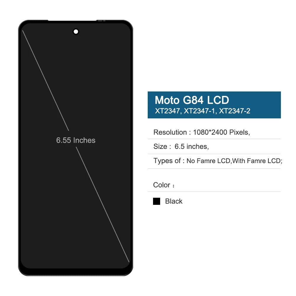 G84 5G For Motorola Moto G84 5G LCD Display Touch Screen Digiziter Assembly For Moto XT2347-2 XT2347-1 Screen Replacement Motorola phone repair parts