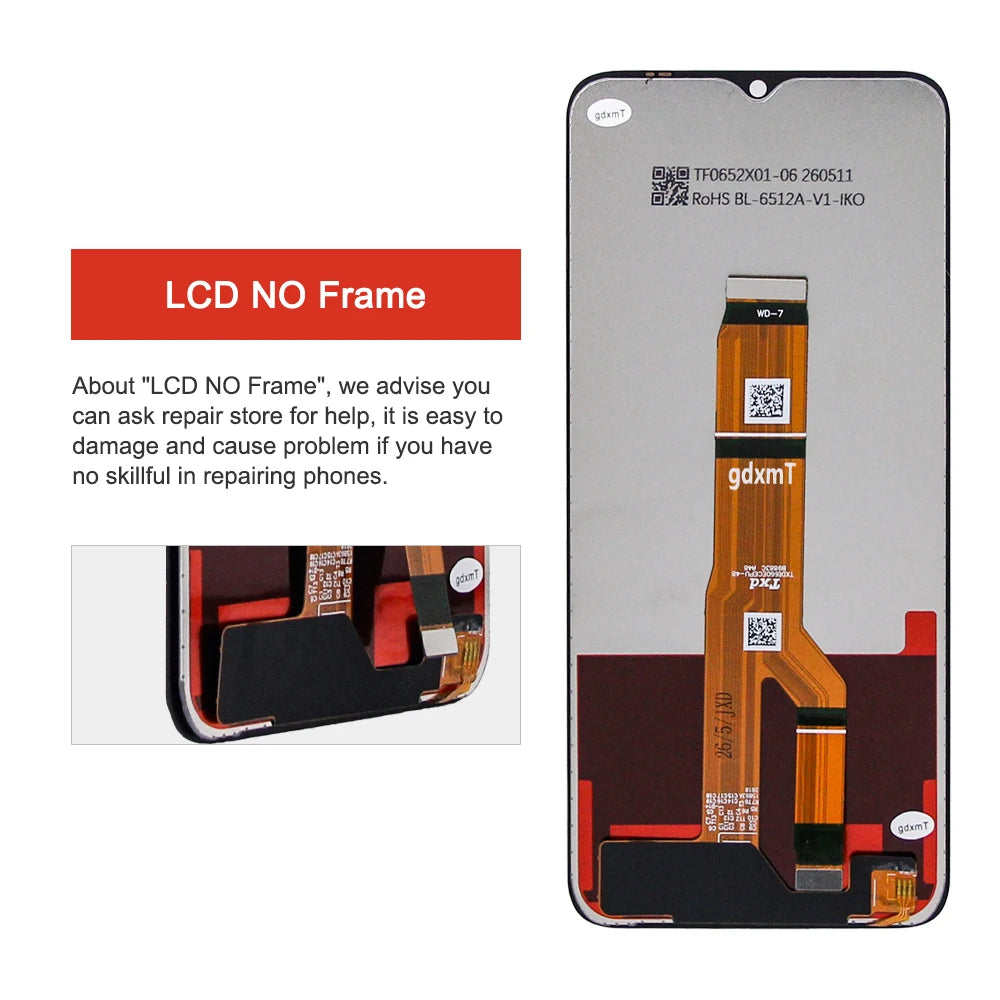 6.56'' Screen For Huawei Honor X5b LCD Display With Frame Screen Touch Panel Digitizer For Honor X5B Plus Display Screen HUAWEI phone repair parts