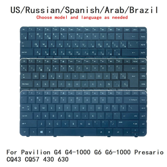 New US Russian Spanish Arab Brazil Portuguese Laptop Keyboard For HP Pavilion G4 G4-1000 G6 G6-1000 Presario CQ43 CQ57 430 630  HP laptop repair parts