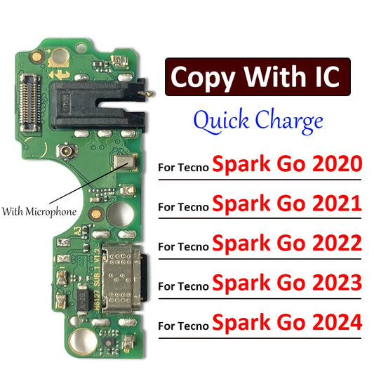 USB Charge Port Jack Dock Connector Charging Board Flex Cable For Tecno Spark Go 2020 2021 2022 2023 2024 Tecno phone repair parts