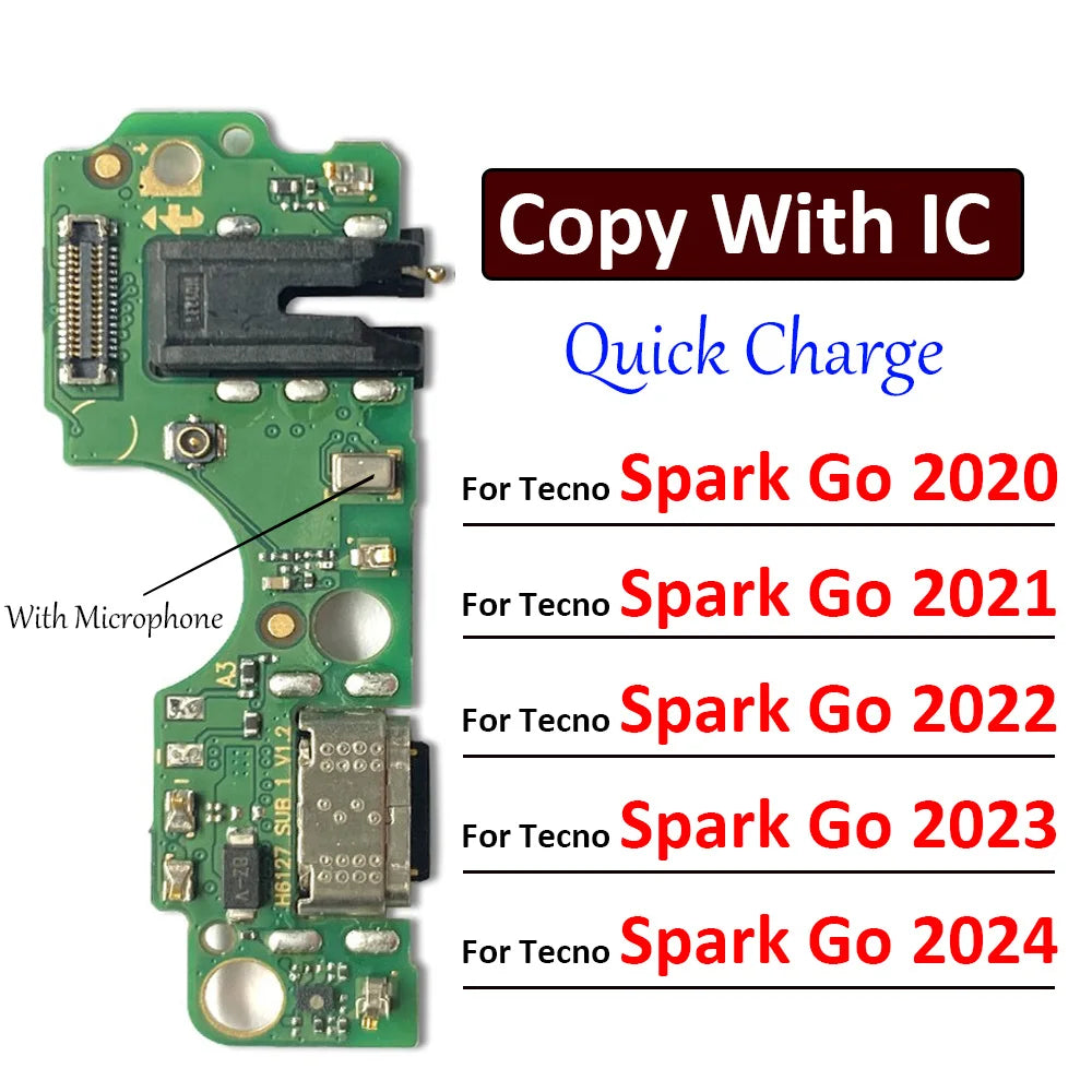 10Pcs, USB Charging Port Dock Charger Plug Connector Board Flex Cable For Tecno Spark Go 2020 2021 2022 2023 2024 Tecno phone repair parts