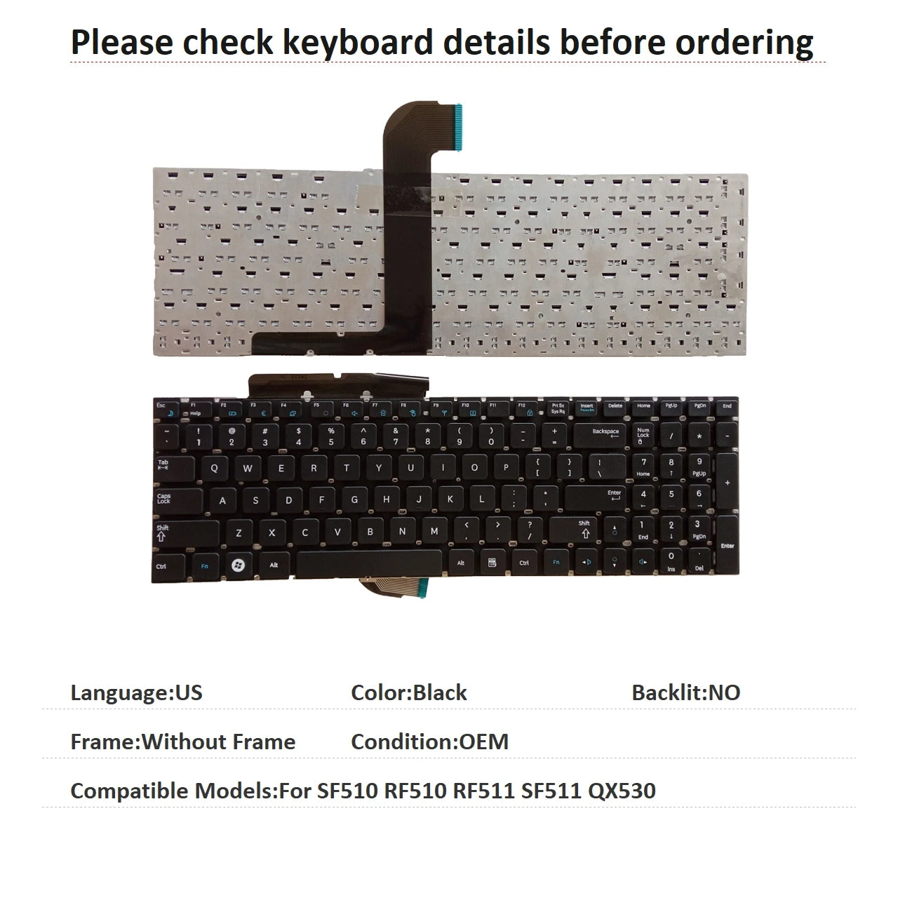 New US Russian Language  Keyboard For Samsung SF510 RF510 RF511 SF511 QX530 Notebook PC Replacement Keyboard SAMSUNG laptop repair parts