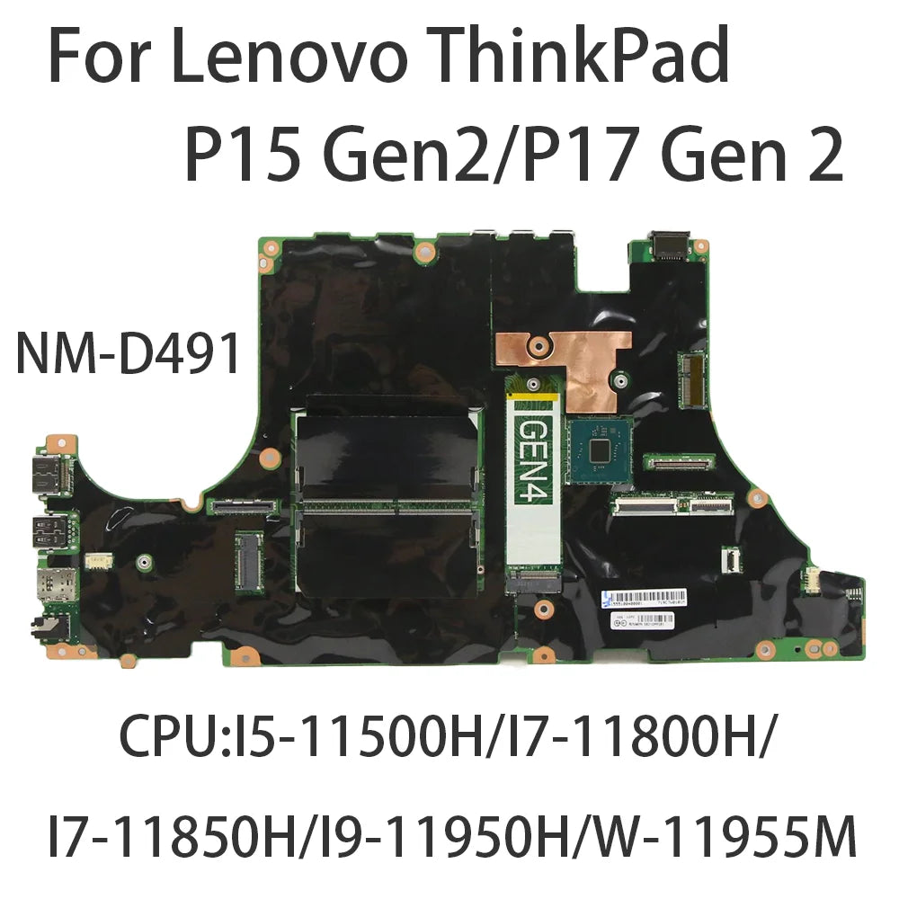 Laptop Motherboard For Lenovo ThinkPad P15  P17 Gen 2 NM-D491 With CPU:I5-11500H I7-11800H/11850H I9-11950H FRU 5B21C82353 Lenovo laptop repair parts