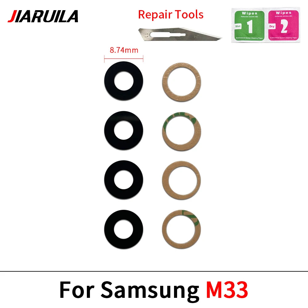 10Pcs, Rear Back Camera Glass Lens With Adhesive Sticker For Samsung M02 M02s M11 M12 M13 M14 M23 M32 M42 M52 M33 M53 M54 4G 5G Samsung phone repair parts