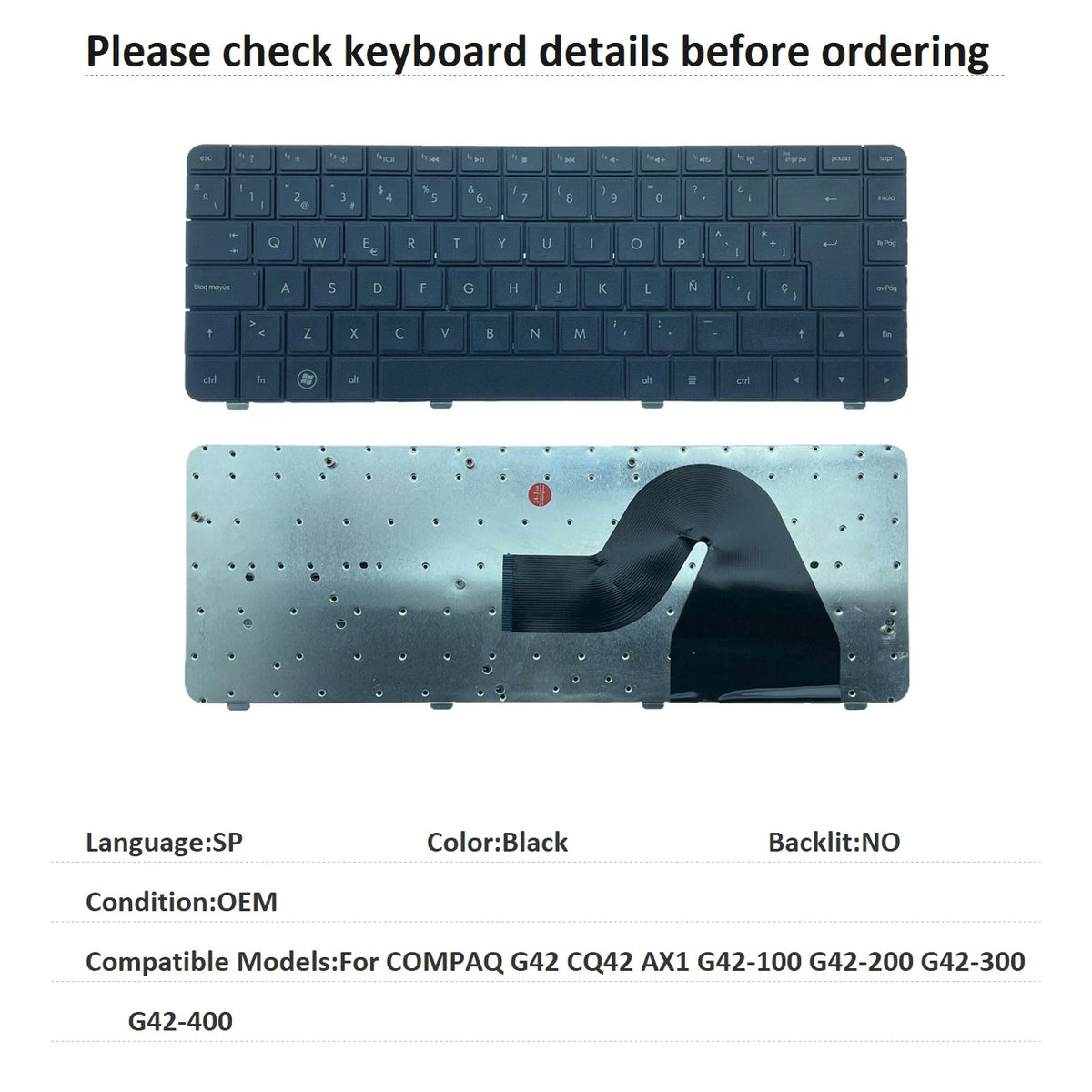 New US Russian Spanish Brazil Language  Keyboard For HP COMPAQ G42 CQ42 AX1 G42-100 G42-200 G42-300 G42-400 HP laptop repair parts