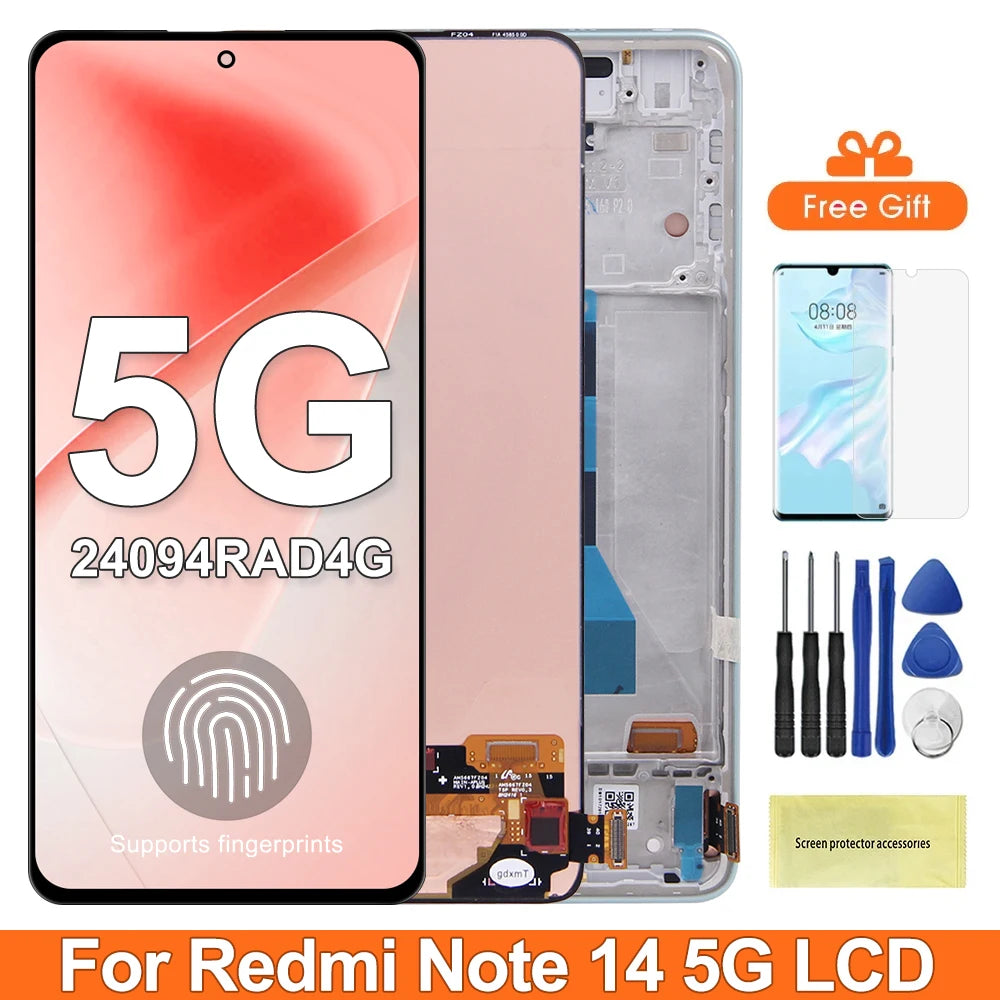 6.67 '' Super Amoled Display For Xiaomi Redmi Note 14 5G lcd touch screen digitizer Assembly For redmi note 14 lcd display Xiaomi phone repair parts