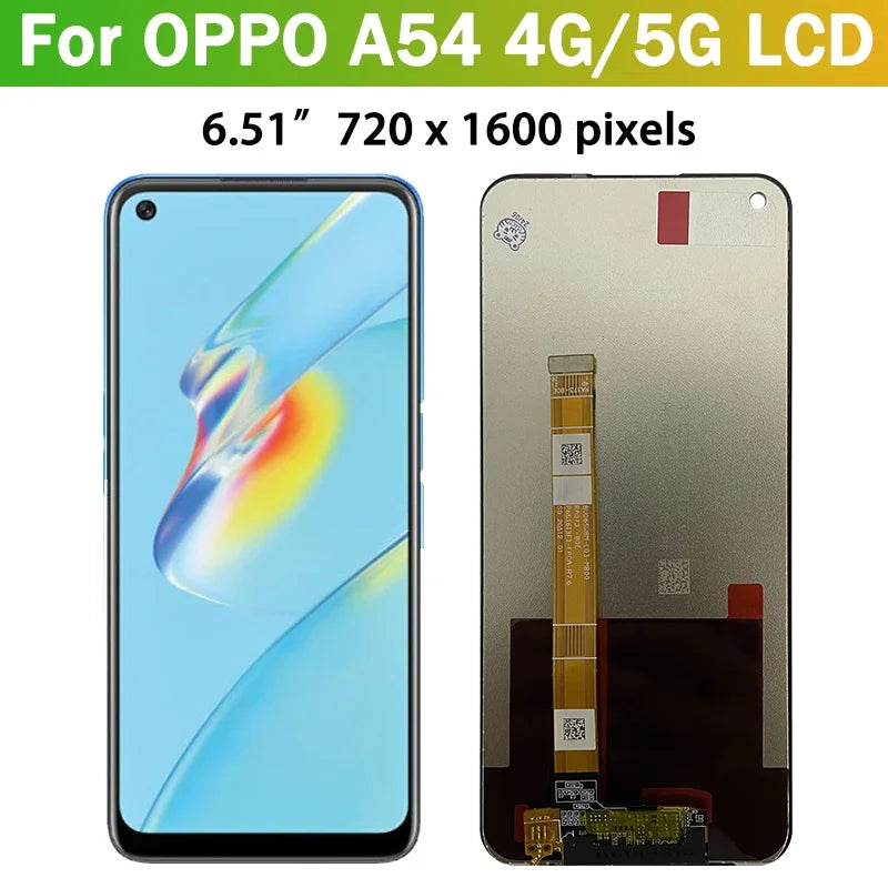 Tested A54 LCD For Oppo A54 4G CPH2239 LCD Display Screen +Touch Panel Digitizer For Oppo A54 5G CPH2195, OPG02 Display Frame Oppo phone repair parts Realme phone repair parts