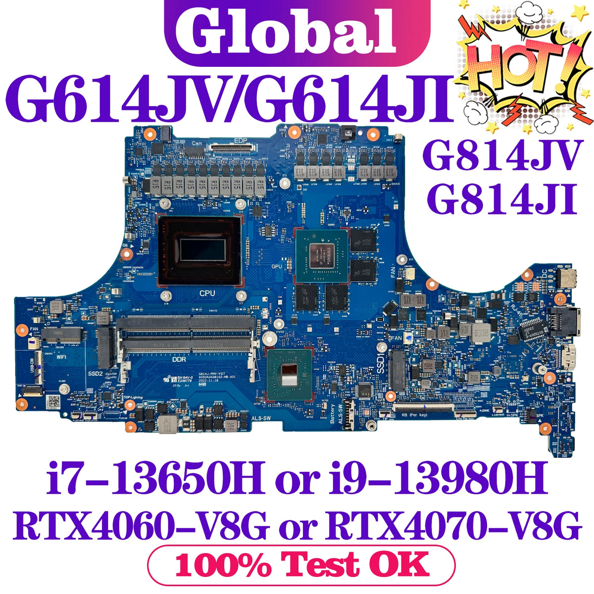 Motherboard G614J G814J G614JV G614JI G614JU G814JV G814JI G814JU G614JVR G614JIR G814JVR G814JIR Mainboard For ASUS Laptop ASUS laptop repair parts