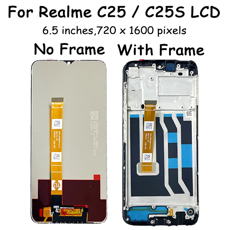 6.5'' Display For OPPO Realme C25 C25s LCD RMX3193,RMX3191,RMX3195, RMX3197 Display Touch Screen Assembly Replacement C25S LCD Oppo phone repair parts Realme phone repair parts