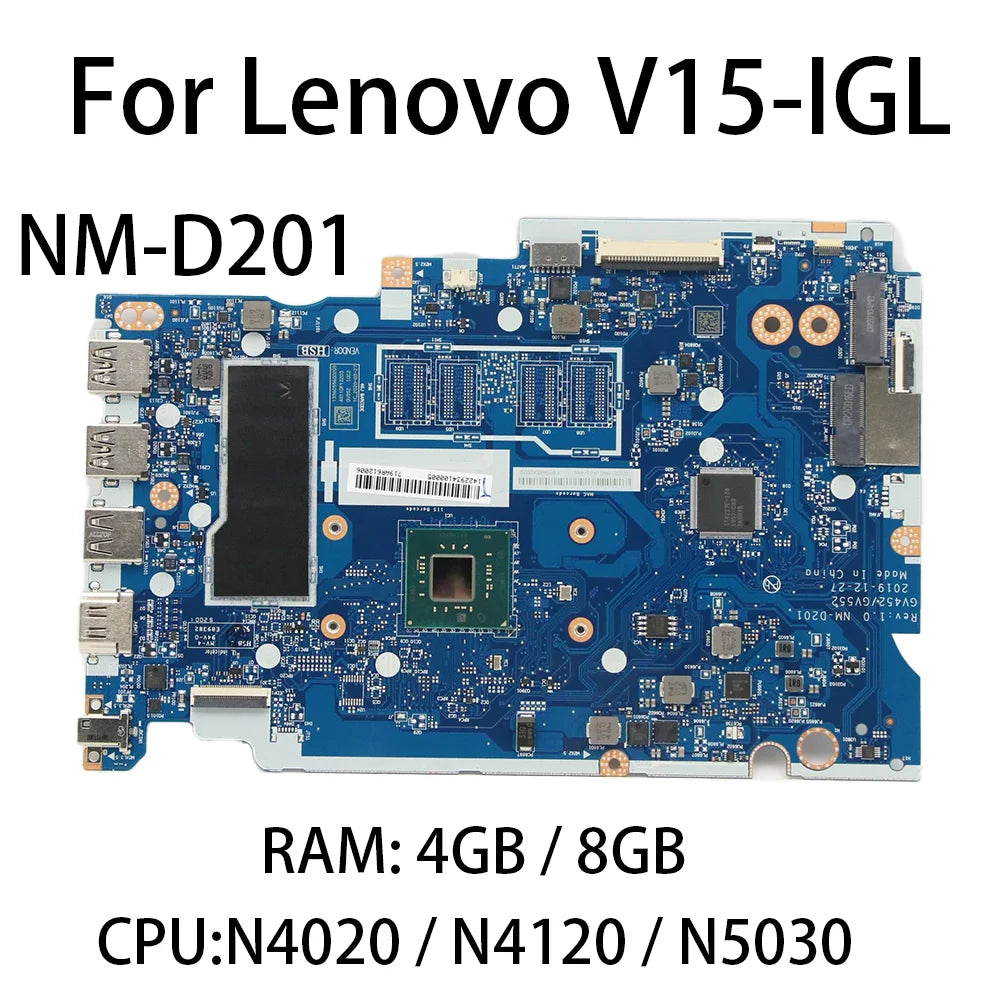 Laptop Motherboard For Lenovo V15-IGL NM-D201 With CPU:N4020 N4120 N5030 RAM:4G/8G FRU:5B20S44428 5B20S44429 5B20S44426  Lenovo laptop repair parts