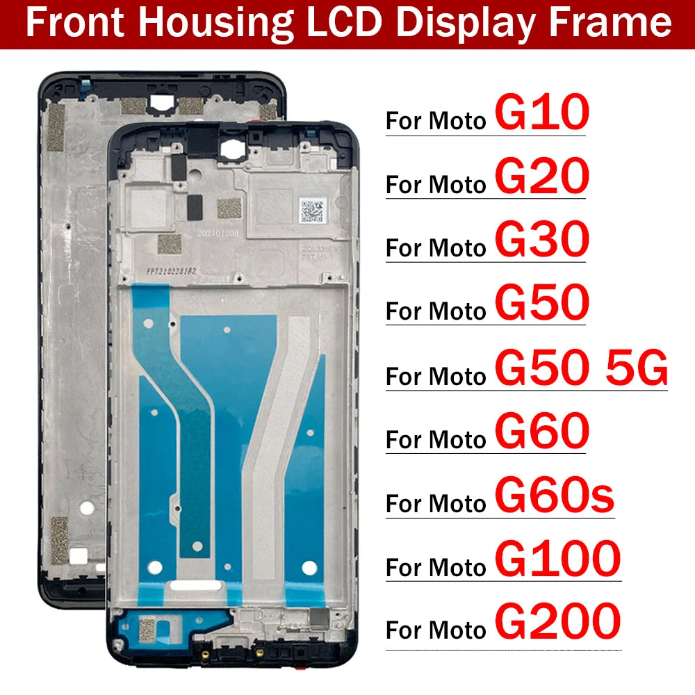 New For Motorola Moto G10 G20 G30 G50 G60 G60S G100 G200 Housing Middle Frame Bezel Plate Cover Motorola phone repair parts