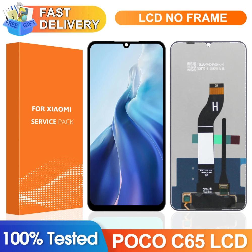 6.74" Display Screen for Xiaomi Poco C65 2310FPCA4G Lcd Display Digital Touch Screen with Frame for Poco C65 Screen Replacement Xiaomi phone repair parts