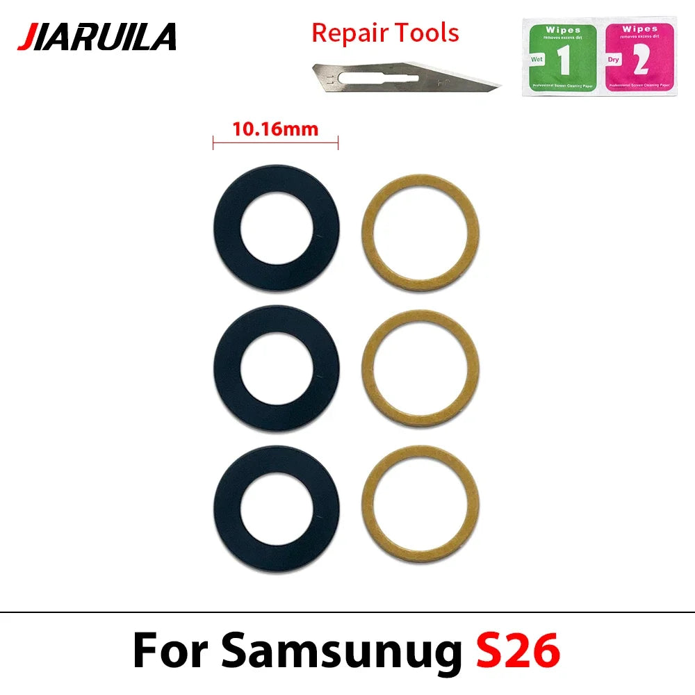 10Pcs, Back Rear Camera Glass Lens Cover With Adhesive For Samsung S24 S25 S26 Plus Ultra Fe With Glue Adhesive Samsung phone repair parts