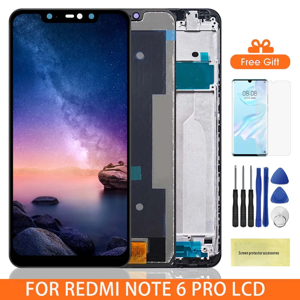 Screen for Xiaomi Redmi Note 6 Pro M1806E7TG Lcd Display Touch Screen Digitizer with Frame for Redmi Note 6 Pro Screen Xiaomi phone repair parts