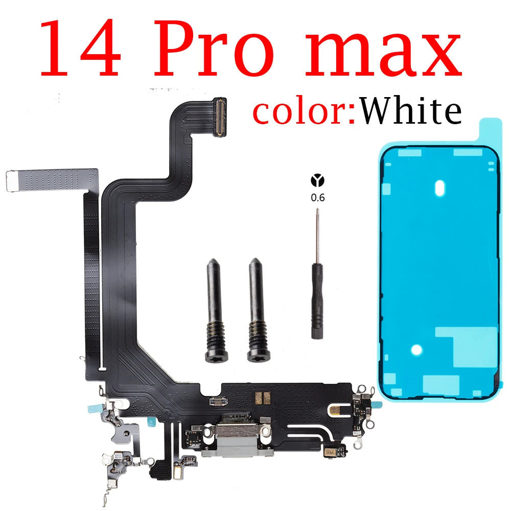 Charging USB Port Flex For iPhone 11 14 Pro Max 12 13Pro Charging Port Dock Connector Flex Cable With MicroPhone Jack Flex Cable iPhone phone repair parts