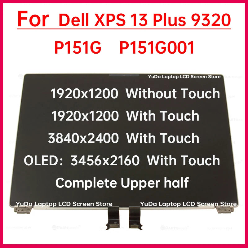 13.4" Touch Screen For Dell XPS 13 Plus 9320 P151G P151G001 LCD Display Digitizer Full assembly Replacement Complete Upper half DELL laptop repair parts