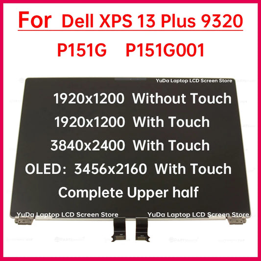 13.4" Touch Screen For Dell XPS 13 Plus 9320 P151G P151G001 LCD Display Digitizer Full assembly Replacement Complete Upper half DELL laptop repair parts
