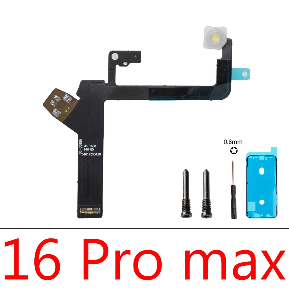 1set LED Flash Flex Cable For iPhone 16 Plus 15 Pro Max 14 13 Mini Proximity LED Light Sensor Ambient Flashlight iPhone phone repair parts