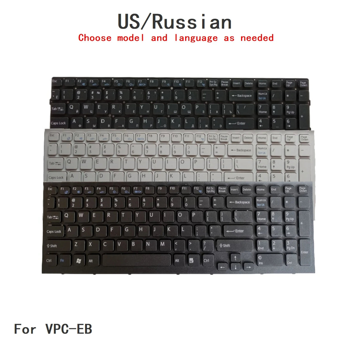 New US Russian Language  Keyboard For Sony VPC-EB Notebook PC Replacement Keyboard SONY laptop repair parts