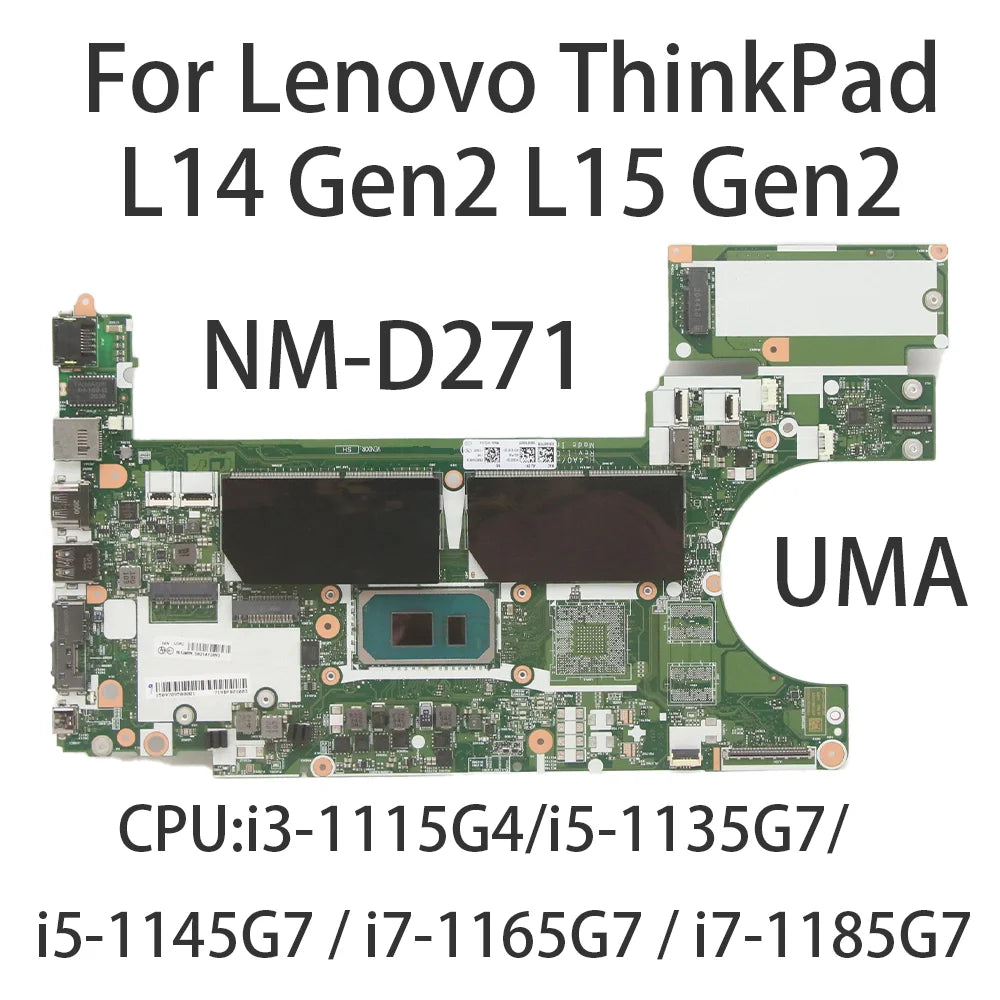 Laptop Motherboard For Lenovo ThinkPad L14 Gen 2 L15 Gen 2 NM-D271 With CPU i3-1115G4 i5-1135G7 i5-1145G7 i7-1165G7 5B21A12900 Lenovo laptop repair parts