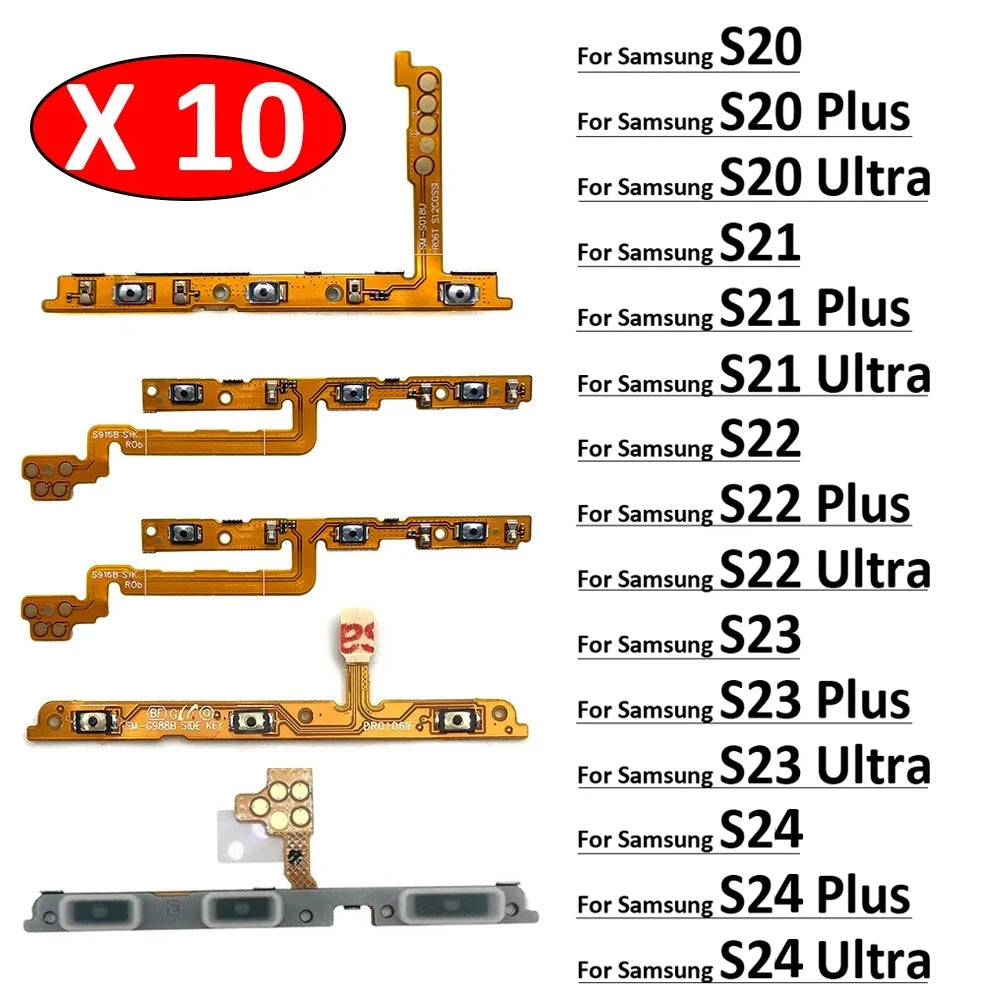 10Pcs, Volume Button Power Switch On Off Button Flex Cable For Samsung S20 S21 S22 S23 S24 Plus Ultra Fe Samsung phone repair parts