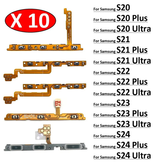 10Pcs, Volume Button Power Switch On Off Button Flex Cable For Samsung S20 S21 S22 S23 S24 Plus Ultra Fe Samsung phone repair parts