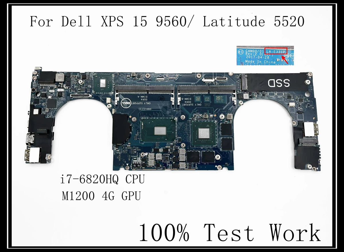 For Dell XPS 15 9560/Latitude 5520 Laptop Motherboard LA-E331P DDR4 with E3 I5 I7 7th Gen CPU 100% Test Work Dell laptop repair parts
