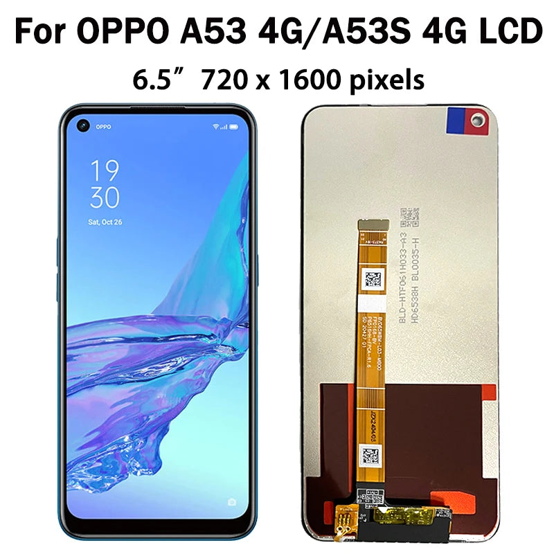 6.5"Inch 90Hz For Oppo A53s 4G CPH2139 LCD Display Touch Screen Digitizer Assembly Replacement For Oppo A53 4G CPH2127 LCD Frame Oppo phone repair parts Realme phone repair parts