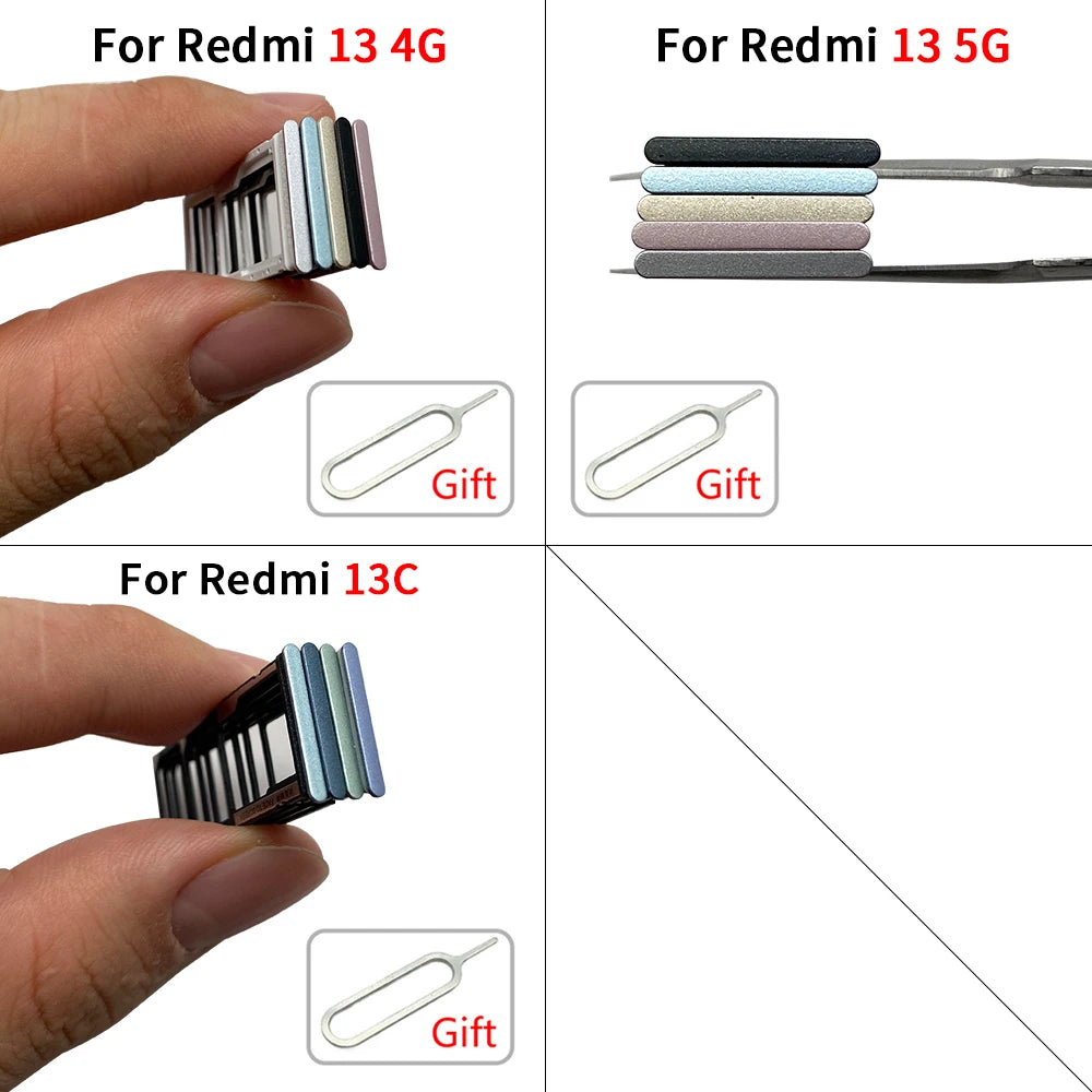 New SIM Card Slot SD Card Tray Holder Adapter For Xiaomi Redmi 12 12C 13 13C 14C Replacement Parts Xiaomi  Xiao mi phone repair parts