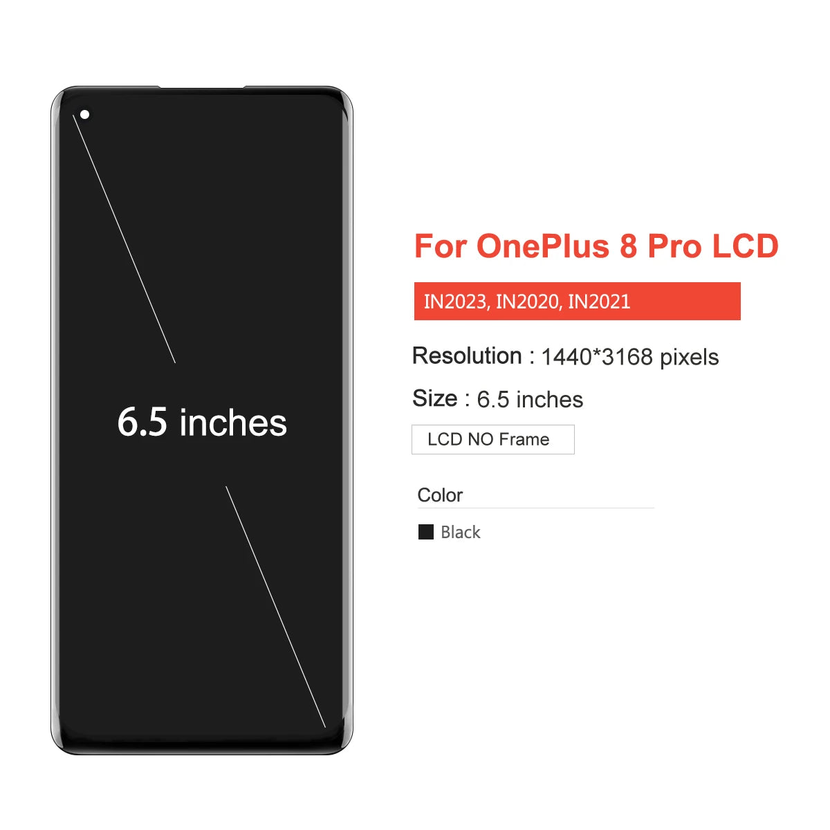 OLED Display For Oneplus 8 pro IN2023 IN2020 IN2021 LCD Display Touch Screen Digitizer Assembly For Oneplus 8 pro LCD Screen Oneplus phone repair parts