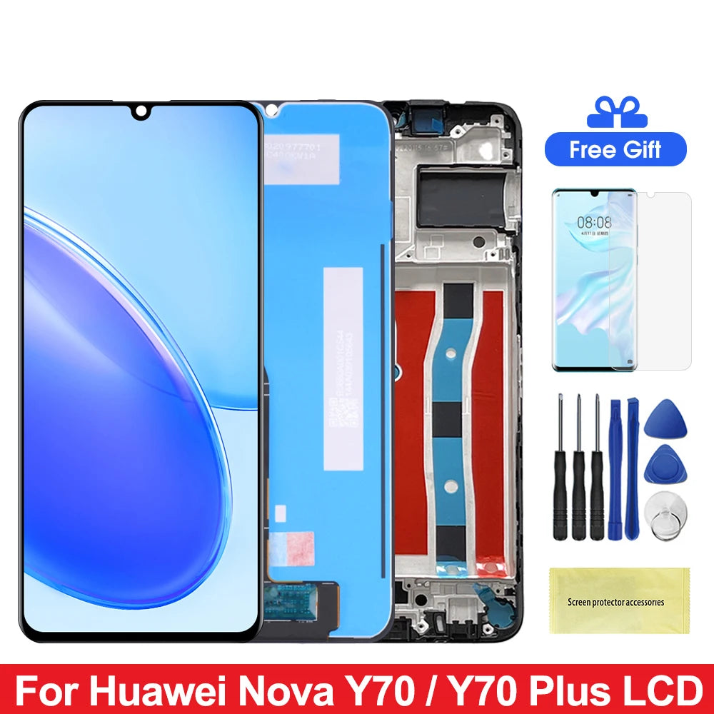 6.75'' For Huawei Nova Y70 MGA-LX9 With Frame Display Screen Touch Digitizer Assembly Y70Plus MGA-LX9N LCD 100% Tested HUAWEI phone repair parts