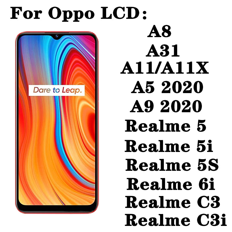 6.5"inch IPS LCD For OPPO Realme C3 5 5i 5s 6i LCD Display + Touch Screen Digitizer For OPPO A9 A5 A31 2020 A8 A11 A11X Display  Oppo phone repair parts