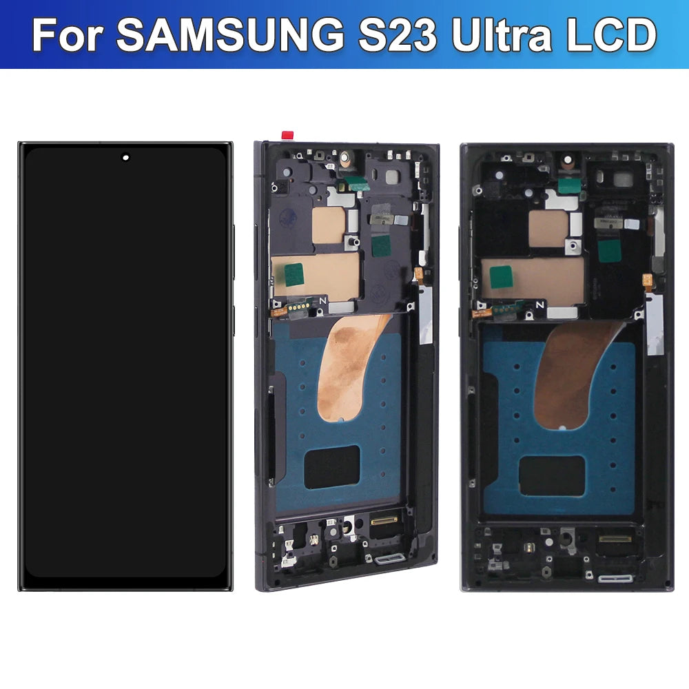 6.67“AMOLED LCD Screen for Samsung Galaxy S23 Ultra S918B S918B/DS Lcd Display Digital Touch Screen with Frame Assembly Samsung phone repair parts